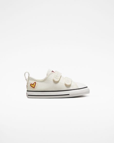 Tenisi Fete Converse Chuck Taylor All Star Easy-On Hearts Albi Rosii Inchis | RO IRXSG594